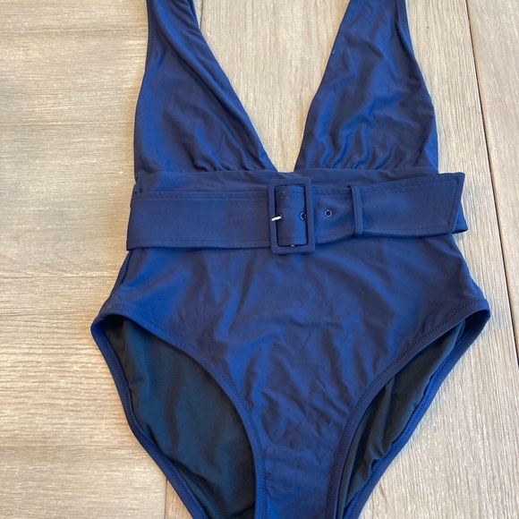 J. Crew Swim J Crew Navy Blue Belted One Piece Swimsuit Poshmark